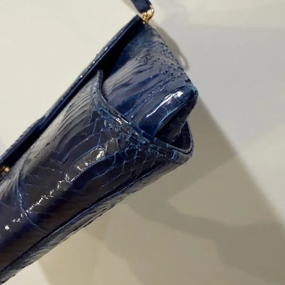 Fab Vtg J. Renee Electric Blue Snakeskin Shoulder Clutch Bag - Picture 7 of 15
